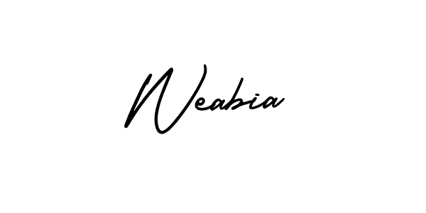 You should practise on your own different ways (AmerikaSignatureDemo-Regular) to write your name (Weabia) in signature. don't let someone else do it for you. Weabia signature style 3 images and pictures png