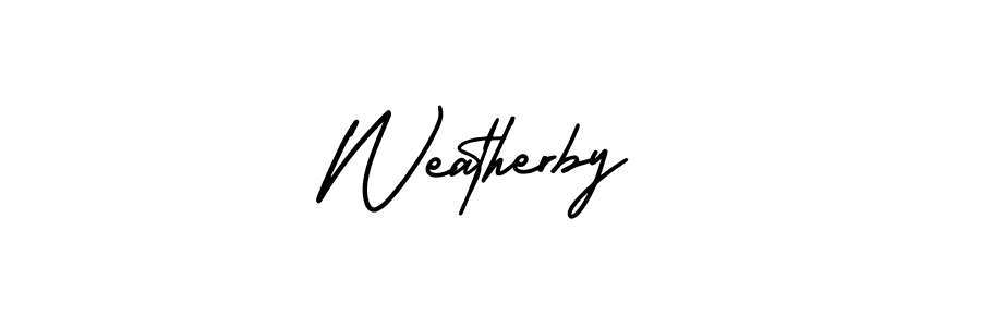 Weatherby stylish signature style. Best Handwritten Sign (AmerikaSignatureDemo-Regular) for my name. Handwritten Signature Collection Ideas for my name Weatherby. Weatherby signature style 3 images and pictures png