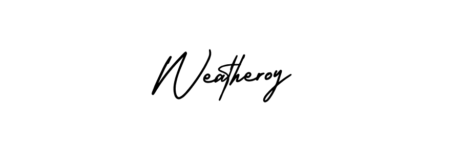 How to make Weatheroy signature? AmerikaSignatureDemo-Regular is a professional autograph style. Create handwritten signature for Weatheroy name. Weatheroy signature style 3 images and pictures png