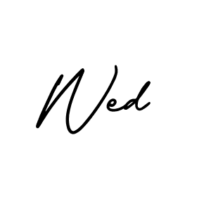 The best way (AmerikaSignatureDemo-Regular) to make a short signature is to pick only two or three words in your name. The name Wed include a total of six letters. For converting this name. Wed signature style 3 images and pictures png