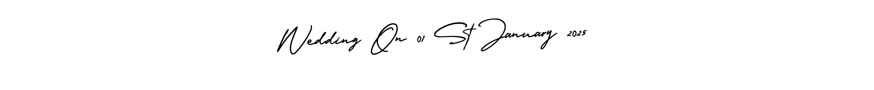 You should practise on your own different ways (AmerikaSignatureDemo-Regular) to write your name (Wedding On 01 St January 2025) in signature. don't let someone else do it for you. Wedding On 01 St January 2025 signature style 3 images and pictures png