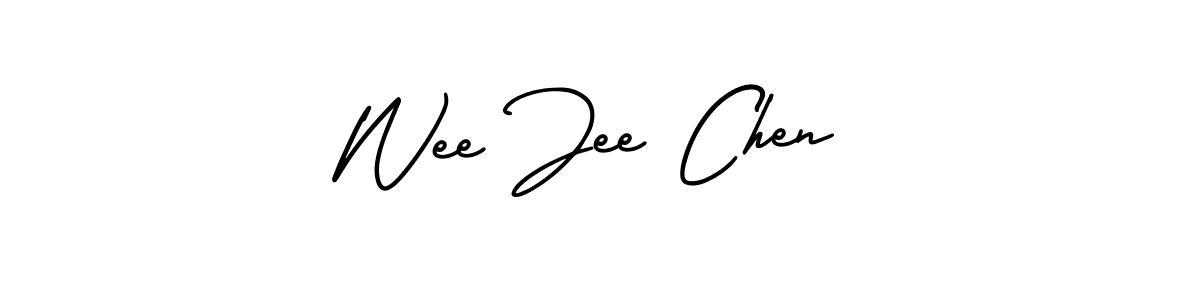 You should practise on your own different ways (AmerikaSignatureDemo-Regular) to write your name (Wee Jee Chen) in signature. don't let someone else do it for you. Wee Jee Chen signature style 3 images and pictures png