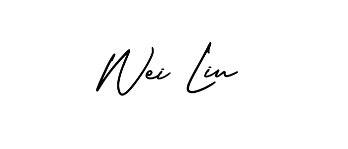 The best way (AmerikaSignatureDemo-Regular) to make a short signature is to pick only two or three words in your name. The name Wei Liu include a total of six letters. For converting this name. Wei Liu signature style 3 images and pictures png