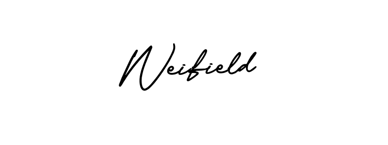 You should practise on your own different ways (AmerikaSignatureDemo-Regular) to write your name (Weifield) in signature. don't let someone else do it for you. Weifield signature style 3 images and pictures png