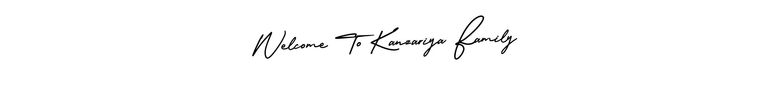 Welcome To Kanzariya Family stylish signature style. Best Handwritten Sign (AmerikaSignatureDemo-Regular) for my name. Handwritten Signature Collection Ideas for my name Welcome To Kanzariya Family. Welcome To Kanzariya Family signature style 3 images and pictures png