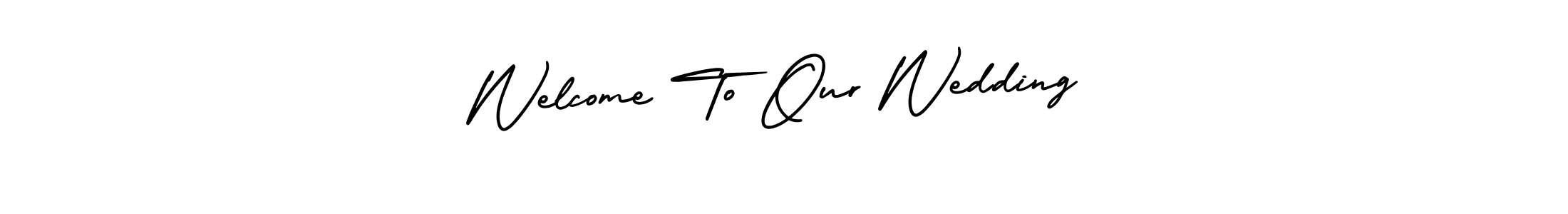 You should practise on your own different ways (AmerikaSignatureDemo-Regular) to write your name (Welcome To Our Wedding) in signature. don't let someone else do it for you. Welcome To Our Wedding signature style 3 images and pictures png