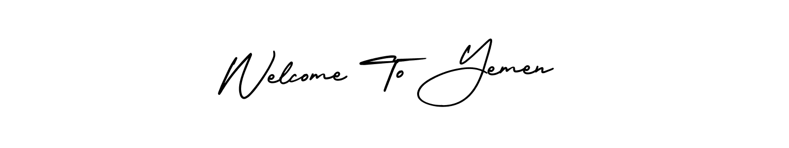 The best way (AmerikaSignatureDemo-Regular) to make a short signature is to pick only two or three words in your name. The name Welcome To Yemen include a total of six letters. For converting this name. Welcome To Yemen signature style 3 images and pictures png