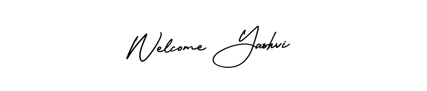 Make a short Welcome Yashvi signature style. Manage your documents anywhere anytime using AmerikaSignatureDemo-Regular. Create and add eSignatures, submit forms, share and send files easily. Welcome Yashvi signature style 3 images and pictures png