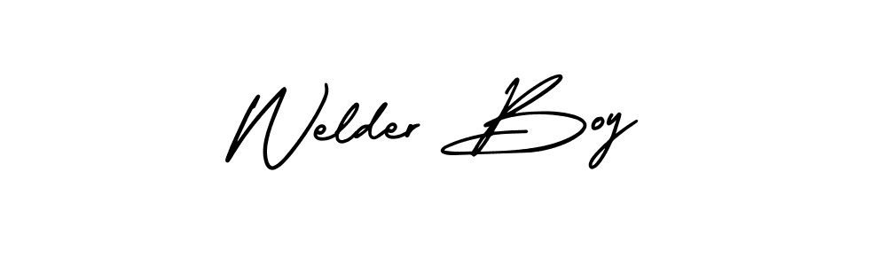 It looks lik you need a new signature style for name Welder Boy. Design unique handwritten (AmerikaSignatureDemo-Regular) signature with our free signature maker in just a few clicks. Welder Boy signature style 3 images and pictures png