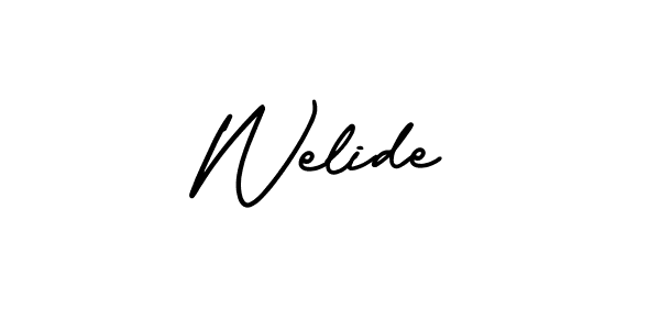 Welide stylish signature style. Best Handwritten Sign (AmerikaSignatureDemo-Regular) for my name. Handwritten Signature Collection Ideas for my name Welide. Welide signature style 3 images and pictures png