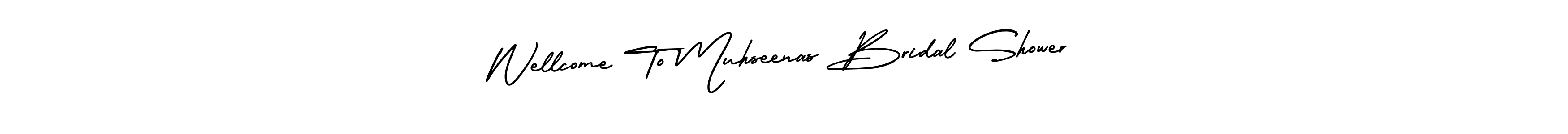 This is the best signature style for the Wellcome To Muhseenas Bridal Shower name. Also you like these signature font (AmerikaSignatureDemo-Regular). Mix name signature. Wellcome To Muhseenas Bridal Shower signature style 3 images and pictures png