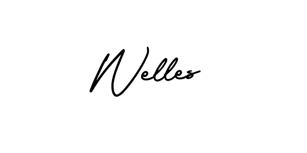 Make a beautiful signature design for name Welles. With this signature (AmerikaSignatureDemo-Regular) style, you can create a handwritten signature for free. Welles signature style 3 images and pictures png