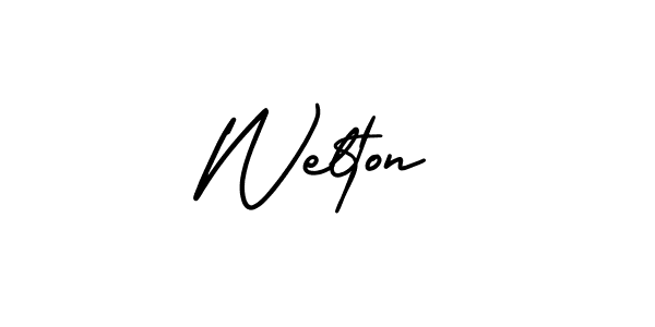 How to make Welton name signature. Use AmerikaSignatureDemo-Regular style for creating short signs online. This is the latest handwritten sign. Welton signature style 3 images and pictures png