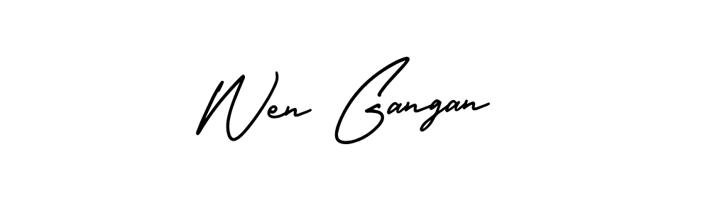 Wen Gangan stylish signature style. Best Handwritten Sign (AmerikaSignatureDemo-Regular) for my name. Handwritten Signature Collection Ideas for my name Wen Gangan. Wen Gangan signature style 3 images and pictures png