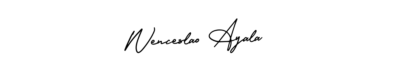 This is the best signature style for the Wenceslao Ayala name. Also you like these signature font (AmerikaSignatureDemo-Regular). Mix name signature. Wenceslao Ayala signature style 3 images and pictures png