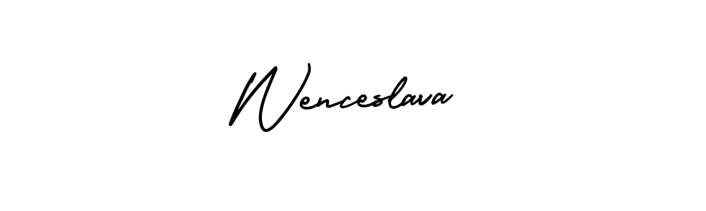 Create a beautiful signature design for name Wenceslava. With this signature (AmerikaSignatureDemo-Regular) fonts, you can make a handwritten signature for free. Wenceslava signature style 3 images and pictures png