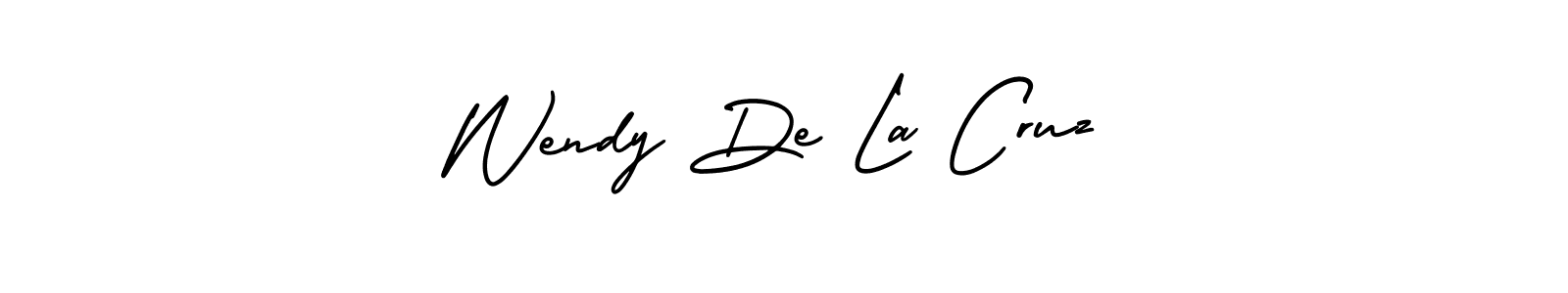 You should practise on your own different ways (AmerikaSignatureDemo-Regular) to write your name (Wendy De La Cruz) in signature. don't let someone else do it for you. Wendy De La Cruz signature style 3 images and pictures png