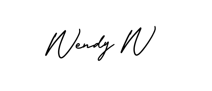 How to make Wendy W name signature. Use AmerikaSignatureDemo-Regular style for creating short signs online. This is the latest handwritten sign. Wendy W signature style 3 images and pictures png