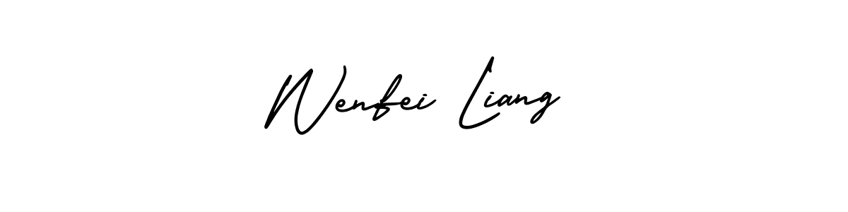 if you are searching for the best signature style for your name Wenfei Liang. so please give up your signature search. here we have designed multiple signature styles  using AmerikaSignatureDemo-Regular. Wenfei Liang signature style 3 images and pictures png