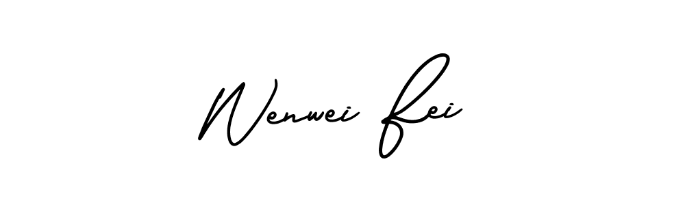 The best way (AmerikaSignatureDemo-Regular) to make a short signature is to pick only two or three words in your name. The name Wenwei Fei include a total of six letters. For converting this name. Wenwei Fei signature style 3 images and pictures png