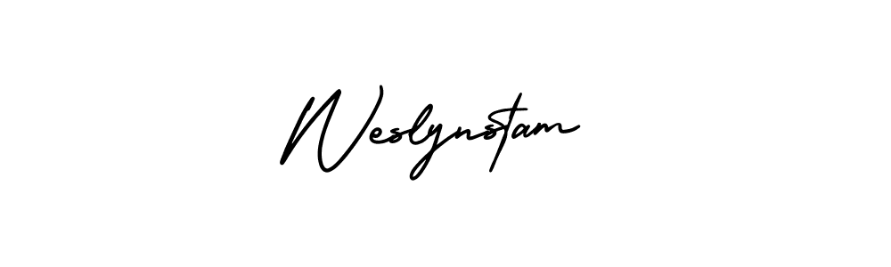 AmerikaSignatureDemo-Regular is a professional signature style that is perfect for those who want to add a touch of class to their signature. It is also a great choice for those who want to make their signature more unique. Get Weslynstam name to fancy signature for free. Weslynstam signature style 3 images and pictures png