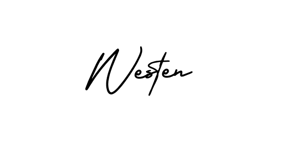 Design your own signature with our free online signature maker. With this signature software, you can create a handwritten (AmerikaSignatureDemo-Regular) signature for name Westen. Westen signature style 3 images and pictures png