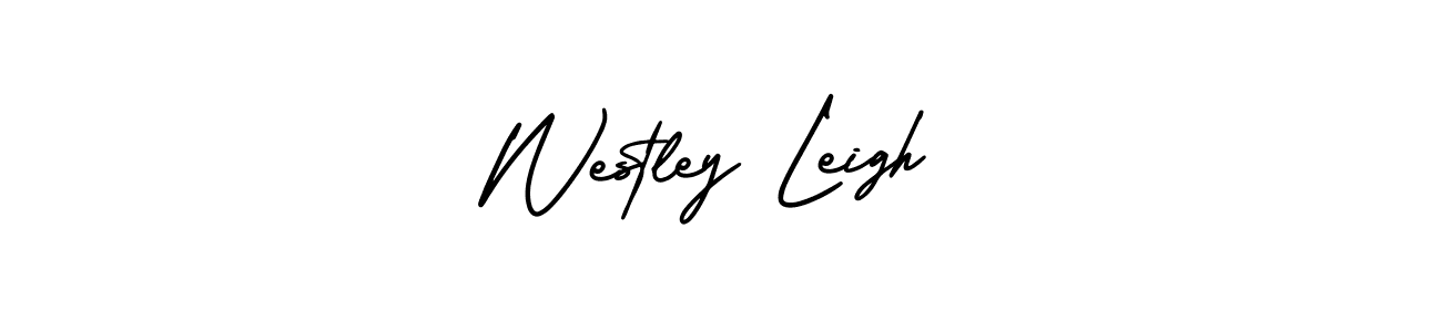 How to make Westley Leigh name signature. Use AmerikaSignatureDemo-Regular style for creating short signs online. This is the latest handwritten sign. Westley Leigh signature style 3 images and pictures png