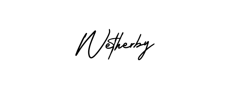 The best way (AmerikaSignatureDemo-Regular) to make a short signature is to pick only two or three words in your name. The name Wetherby include a total of six letters. For converting this name. Wetherby signature style 3 images and pictures png