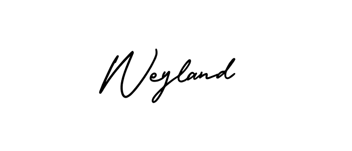 Weyland stylish signature style. Best Handwritten Sign (AmerikaSignatureDemo-Regular) for my name. Handwritten Signature Collection Ideas for my name Weyland. Weyland signature style 3 images and pictures png