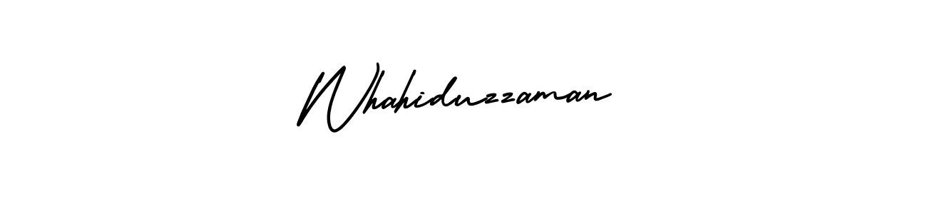 The best way (AmerikaSignatureDemo-Regular) to make a short signature is to pick only two or three words in your name. The name Whahiduzzaman include a total of six letters. For converting this name. Whahiduzzaman signature style 3 images and pictures png