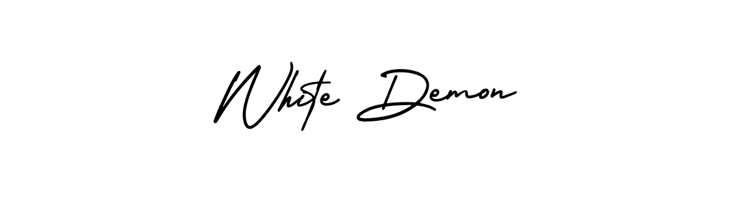 You should practise on your own different ways (AmerikaSignatureDemo-Regular) to write your name (White Demon) in signature. don't let someone else do it for you. White Demon signature style 3 images and pictures png