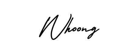 Try this chic Whoong handwritten sign style. Using AmerikaSignatureDemo-Regular font elements, it gives your name a sleek, memorable identity. Whoong signature style 3 images and pictures png