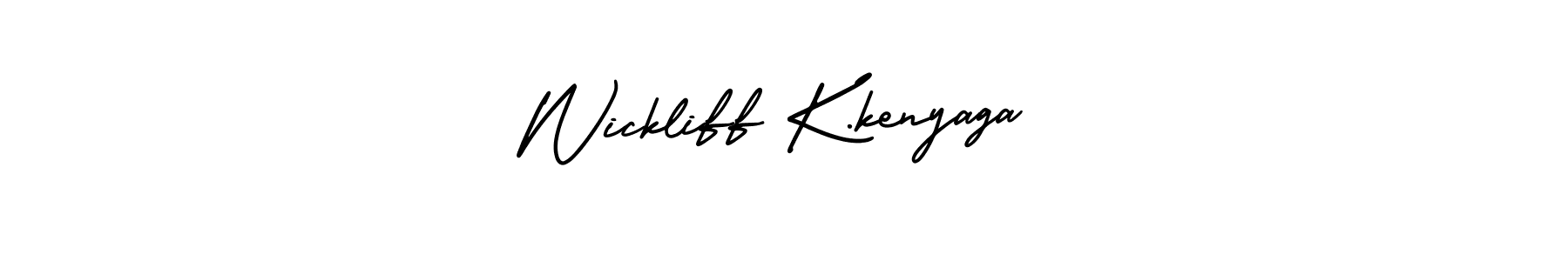 You should practise on your own different ways (AmerikaSignatureDemo-Regular) to write your name (Wickliff K.kenyaga) in signature. don't let someone else do it for you. Wickliff K.kenyaga signature style 3 images and pictures png