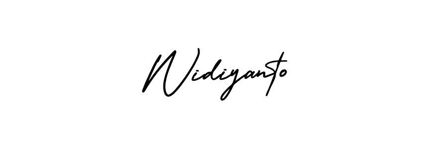 The best way (AmerikaSignatureDemo-Regular) to make a short signature is to pick only two or three words in your name. The name Widiyanto include a total of six letters. For converting this name. Widiyanto signature style 3 images and pictures png