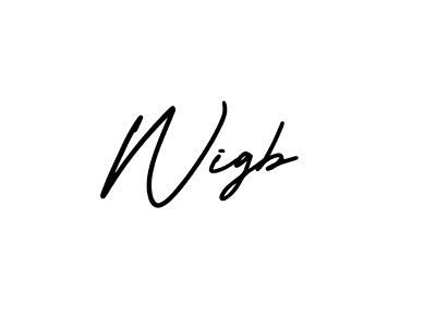 How to make Wigb name signature. Use AmerikaSignatureDemo-Regular style for creating short signs online. This is the latest handwritten sign. Wigb signature style 3 images and pictures png