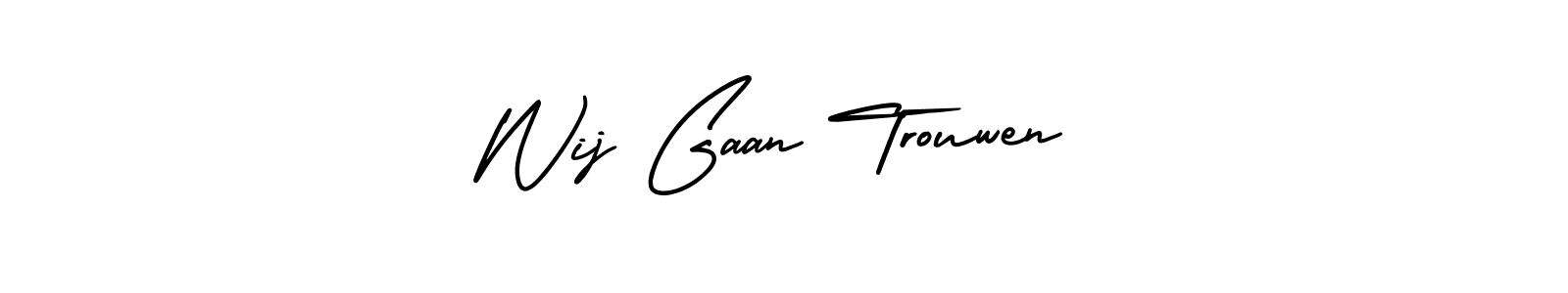You should practise on your own different ways (AmerikaSignatureDemo-Regular) to write your name (Wij Gaan Trouwen) in signature. don't let someone else do it for you. Wij Gaan Trouwen signature style 3 images and pictures png