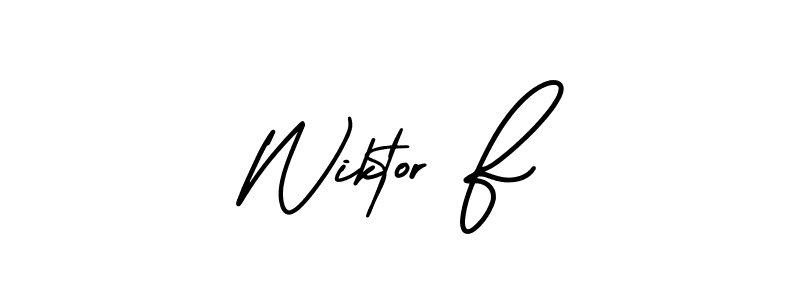 The best way (AmerikaSignatureDemo-Regular) to make a short signature is to pick only two or three words in your name. The name Wiktor F include a total of six letters. For converting this name. Wiktor F signature style 3 images and pictures png