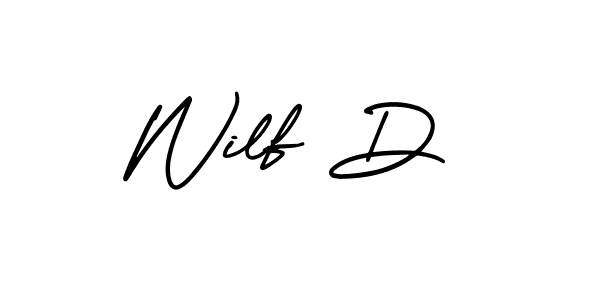 The best way (AmerikaSignatureDemo-Regular) to make a short signature is to pick only two or three words in your name. The name Wilf D include a total of six letters. For converting this name. Wilf D signature style 3 images and pictures png