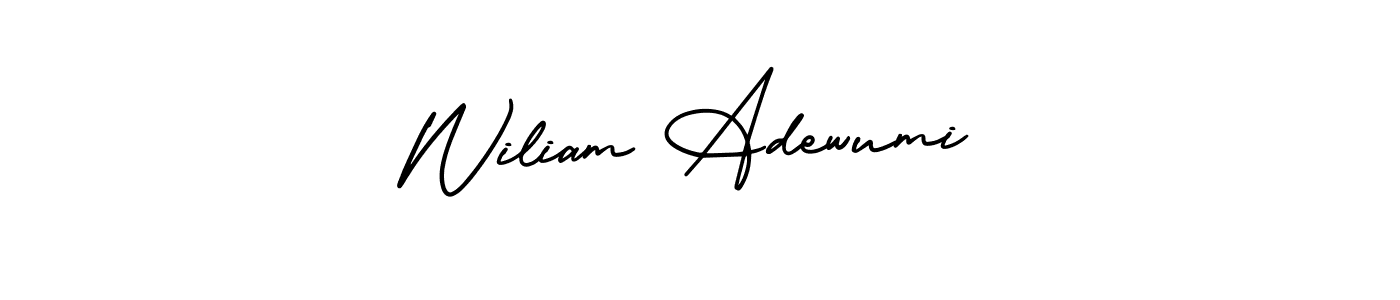 The best way (AmerikaSignatureDemo-Regular) to make a short signature is to pick only two or three words in your name. The name Wiliam Adewumi include a total of six letters. For converting this name. Wiliam Adewumi signature style 3 images and pictures png