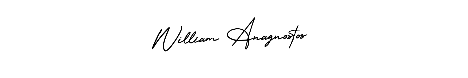 You should practise on your own different ways (AmerikaSignatureDemo-Regular) to write your name (William Anagnostos) in signature. don't let someone else do it for you. William Anagnostos signature style 3 images and pictures png