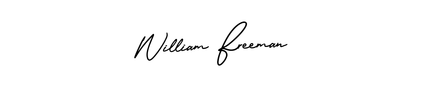 Design your own signature with our free online signature maker. With this signature software, you can create a handwritten (AmerikaSignatureDemo-Regular) signature for name William Freeman. William Freeman signature style 3 images and pictures png