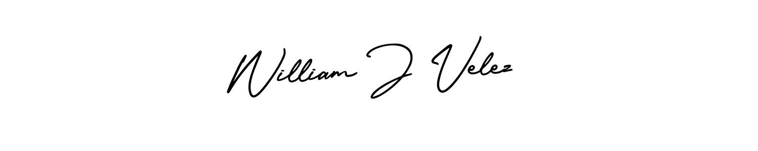 How to make William J Velez name signature. Use AmerikaSignatureDemo-Regular style for creating short signs online. This is the latest handwritten sign. William J Velez signature style 3 images and pictures png