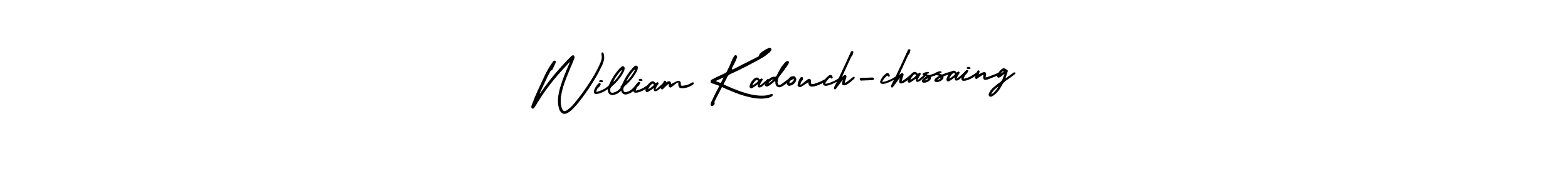 You should practise on your own different ways (AmerikaSignatureDemo-Regular) to write your name (William Kadouch-chassaing) in signature. don't let someone else do it for you. William Kadouch-chassaing signature style 3 images and pictures png