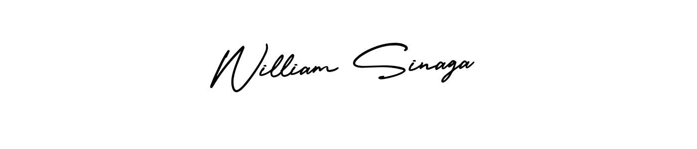 Use a signature maker to create a handwritten signature online. With this signature software, you can design (AmerikaSignatureDemo-Regular) your own signature for name William Sinaga. William Sinaga signature style 3 images and pictures png