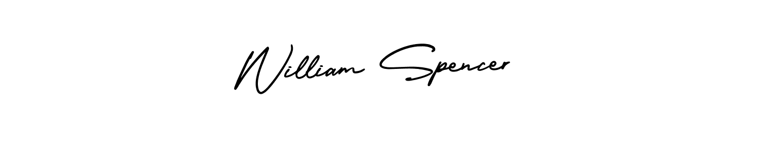You should practise on your own different ways (AmerikaSignatureDemo-Regular) to write your name (William Spencer) in signature. don't let someone else do it for you. William Spencer signature style 3 images and pictures png