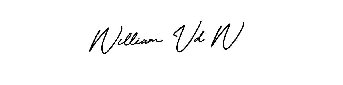 The best way (AmerikaSignatureDemo-Regular) to make a short signature is to pick only two or three words in your name. The name William Vd W include a total of six letters. For converting this name. William Vd W signature style 3 images and pictures png