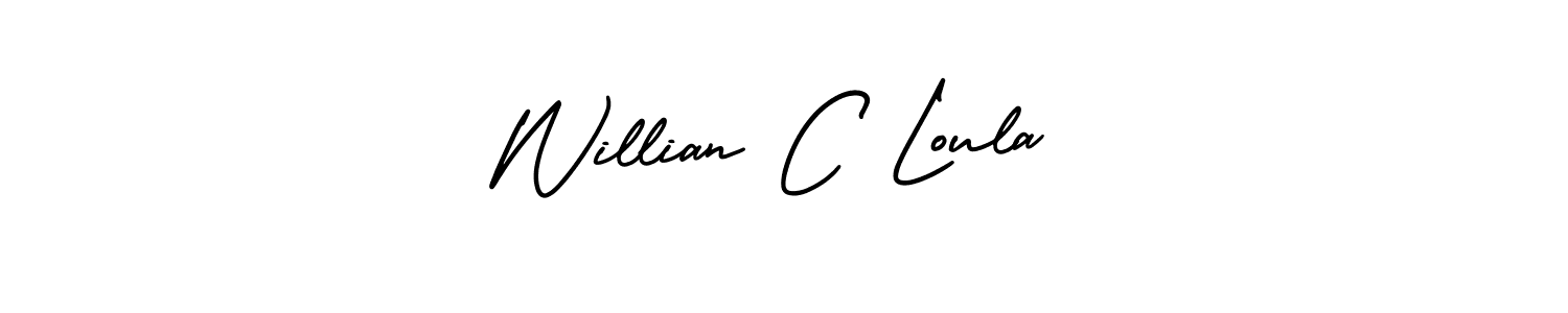 if you are searching for the best signature style for your name Willian C Loula. so please give up your signature search. here we have designed multiple signature styles  using AmerikaSignatureDemo-Regular. Willian C Loula signature style 3 images and pictures png