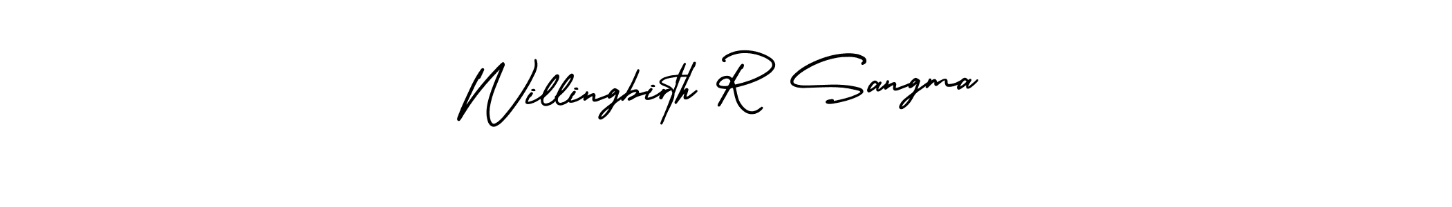 if you are searching for the best signature style for your name Willingbirth R Sangma. so please give up your signature search. here we have designed multiple signature styles  using AmerikaSignatureDemo-Regular. Willingbirth R Sangma signature style 3 images and pictures png