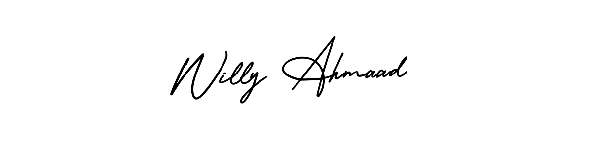 How to make Willy Ahmaad name signature. Use AmerikaSignatureDemo-Regular style for creating short signs online. This is the latest handwritten sign. Willy Ahmaad signature style 3 images and pictures png