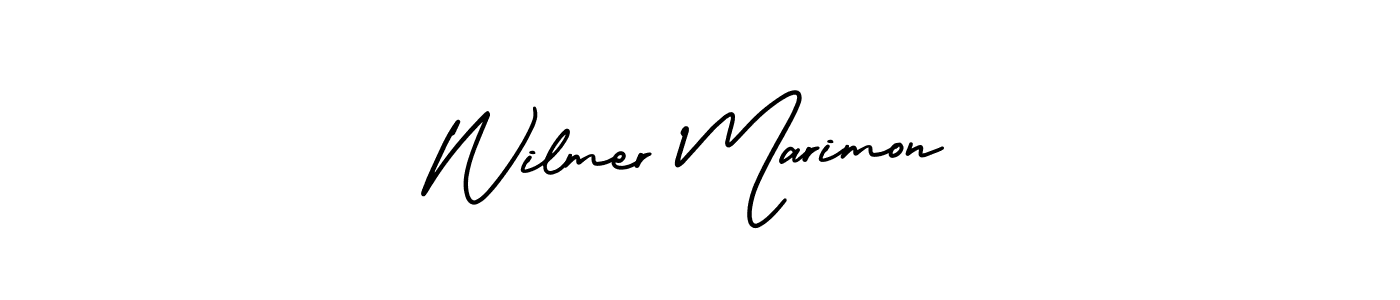 The best way (AmerikaSignatureDemo-Regular) to make a short signature is to pick only two or three words in your name. The name Wilmer Marimon include a total of six letters. For converting this name. Wilmer Marimon signature style 3 images and pictures png